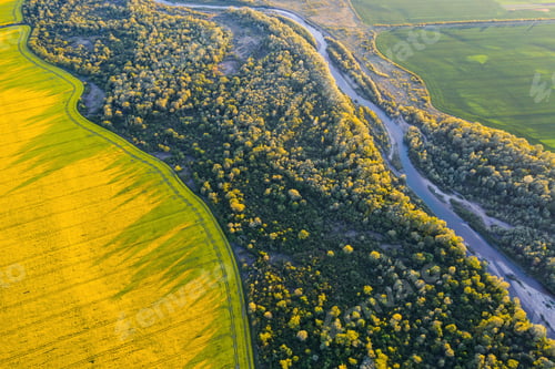 Preview: Aerial drone photo through majestic river