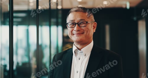 Preview: Portrait, mature and business with Japanese man in office for professional, accounting consultant a