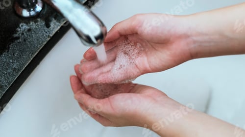 Preview: Close Up Washing Hands with Clear Running Water