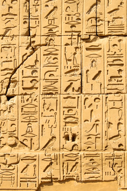 Preview: Ancient egyptian hieroglyphs carved on the stone in the Karnak Temple