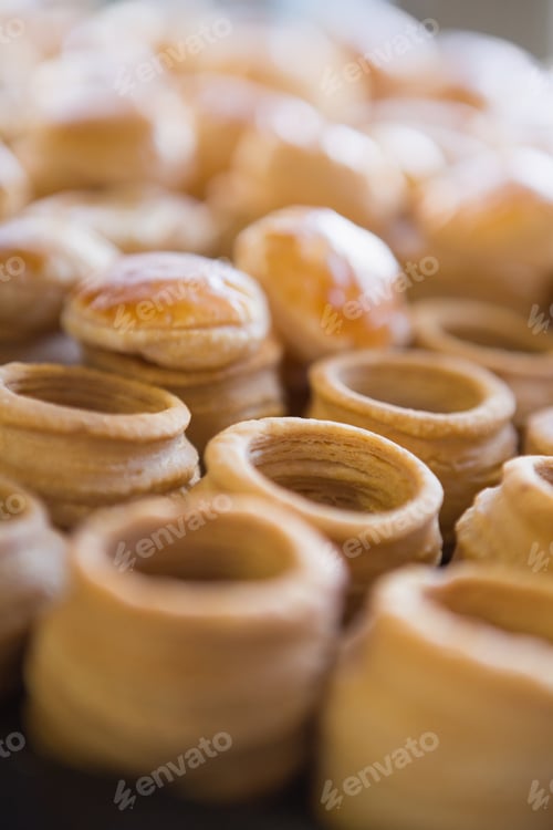 Preview: Close up of delicious vol-au-vent at the bakery