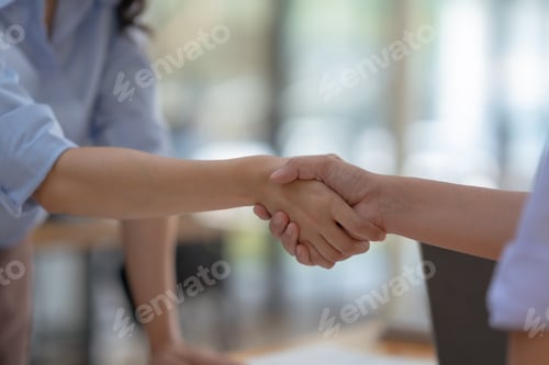Preview: Business success. Business people handshake agreement confirmed in the investment business.
