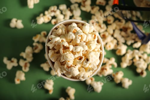 Preview: Fresh Popcorn In A Paper Cup On A Bright Background