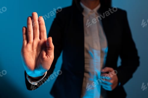 Preview: Businesswoman Pointing Important Infortmations With One Hand.