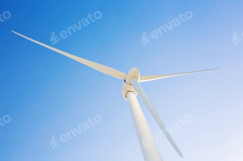 Preview: Wind turbine generating electricity with blue sky - energy conservation concept