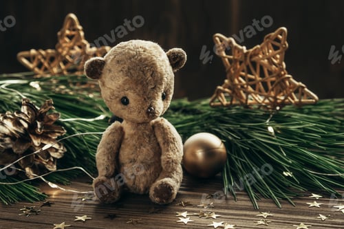 Preview: Cute handmade teddy bear for Christmas.