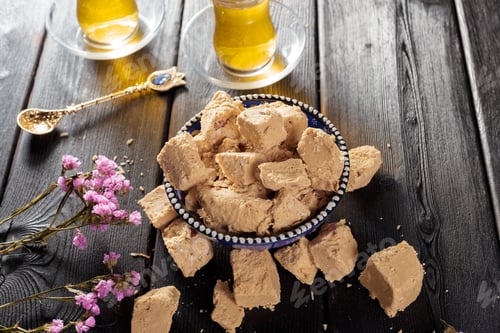 Preview: Tasty halva with tea on the table