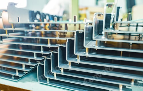 Preview: Modern metal parts of TFT displays on a table in a workshop