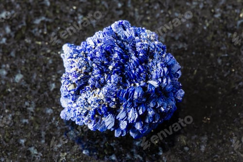 Preview: sample of crystalline azurite mineral on black