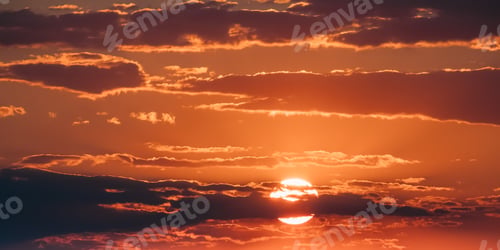 Preview: Bright Orange And Yellow Warm Colors Sun In Sunset Sunrise Sky C