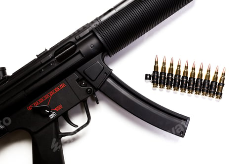 Preview: submachine gun MP5 with silencer isolated