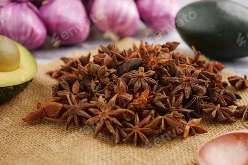 Preview: Star Anise Spices Pile on Burlap