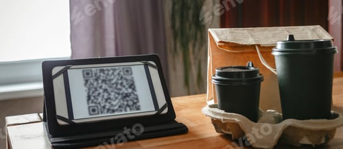 Preview: Coronavirus. contactless payment QR code,Quarantine contactless delivery during the covid pandemic