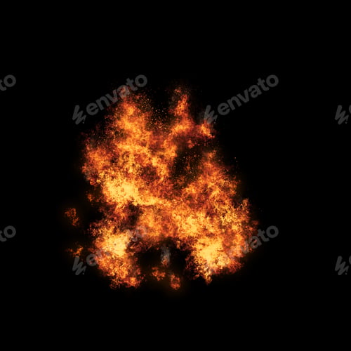Preview: Realistic fiery explosion busting over a black.