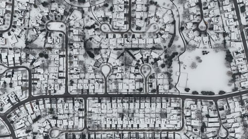 Preview: Aerial view of Kitchener, Ontario, covered in snow during winter