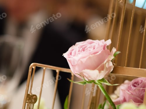 Preview: Antique rose decorations for the party venue.