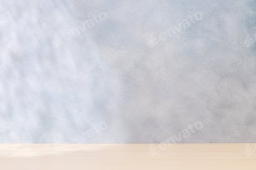Preview: Template with empty table and wall with natural shadow and sunny glare