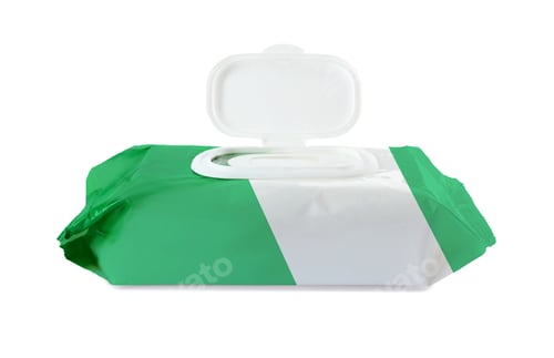 Vista previa: Wet wipes flow pack isolated on white