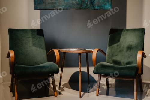 Preview: home interior design/ empty green chairs