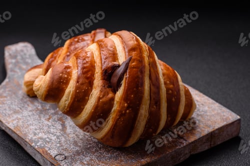 Preview: Delicious crispy sweet croissant cornet with chocolate