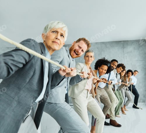 Preview: businessman man business young busineswoman woman office rope concept competition pull strength