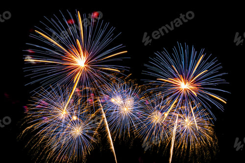 Preview: Abstract colorful firework display for celebration anniversary