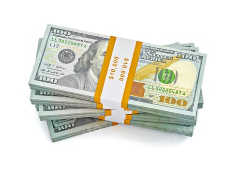 Preview: Stack of new 100 US dollars banknotes