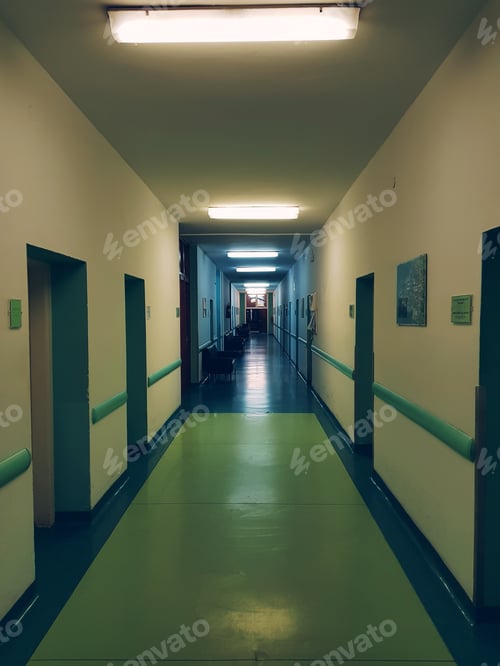 Preview: Empty old hallway in a hospital.