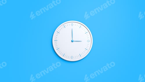 Preview: Clock on wall. White wall clock isolated on blue background.