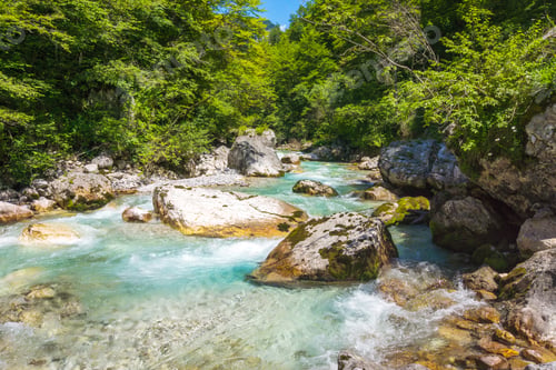 Preview: Beautiful turquoise river in the Triglav National Park in Slovenia.