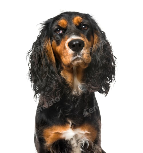 Preview: Bad-tempered English Cocker Spaniel, isolated on white,11 months old