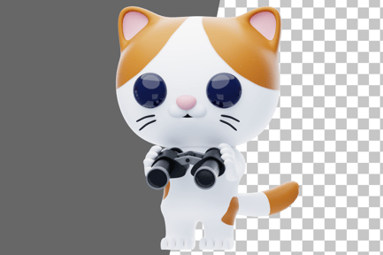 Preview: Cat Character Using Binoculars 3D Illustration