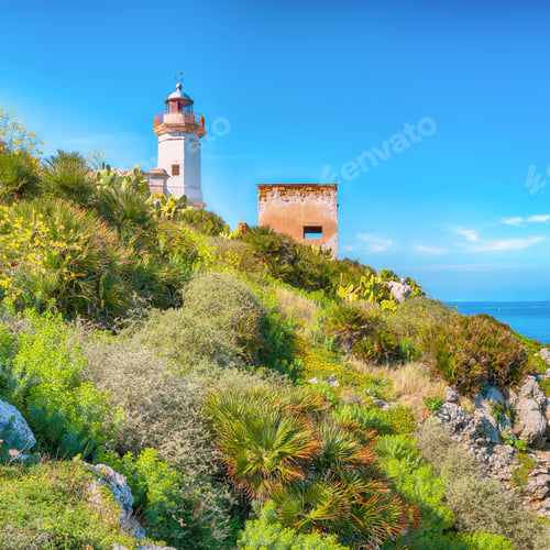 Preview: Fantastic sunny day over Capo Zafferano Lighthouse.