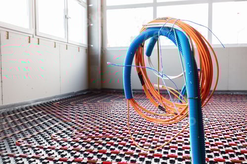 Preview: Floor heating and electrical outputs in a new building. Interior design