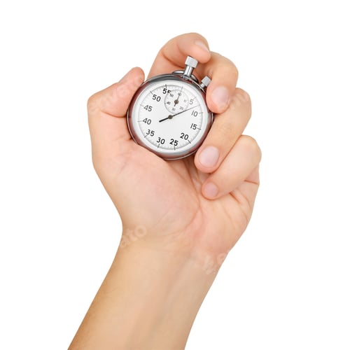 Preview: Hand hold mechanical analog stopwatch isolated on white