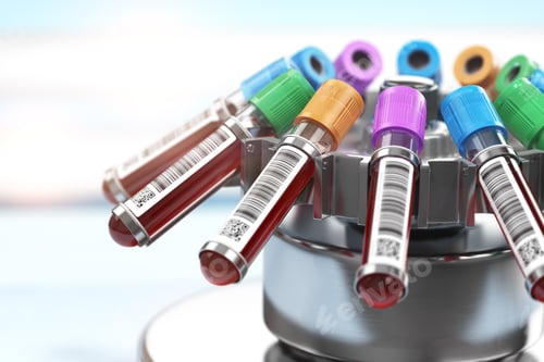 Preview: Blood test tubes in centrifuge. Plasma preparation in medical h