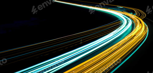 Preview: lights of cars driving at night. long exposure