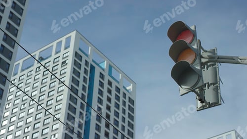 Preview: Traffic light changes from red to greent In The City. Traffic light In The City