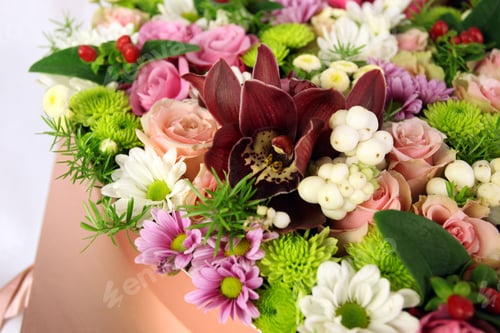 Preview: Vibrant and colorful bouquet of fresh flowers arranged in a decorative vase