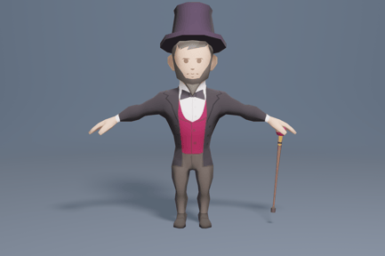 Preview: Gentleman man in top hat with cane