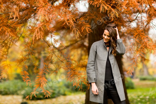 Preview: Young woman in the autumn park