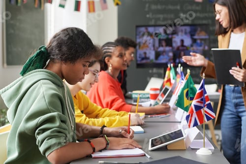 Preview: Black Girl with Multicultural Students in Class