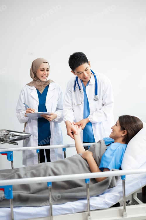 Preview: Doctors analyzing results or diagnosis of patient in clinic. Teamwork, medical