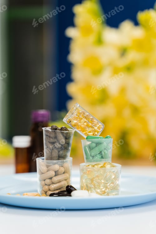 Preview: Set of daily minerals, amino acids, magnesium and melatonin supplements