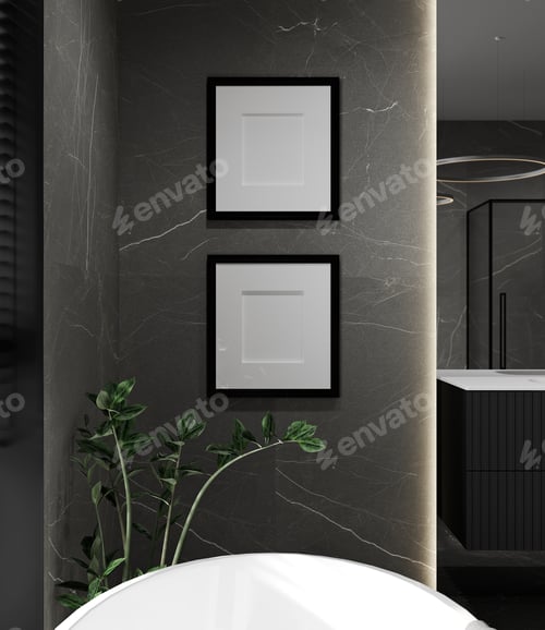 Preview: Bathroom Interior Featuring Marble Wall and Modern Fixtures
