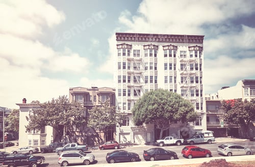 Preview: Retro toned picture of San Francisco street, USA.