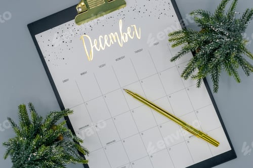 Visualização: Vista superior do calendário de dezembro