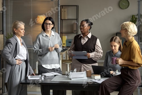 Preview: Diverse Group of Middle Aged Women Collaborating during Office Meeting