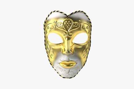 Preview: Gold and silver heart-shaped mask with cracked facade
