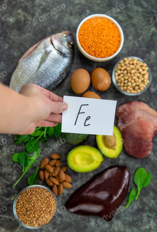 Preview: Foods that contain iron. Selective focus.